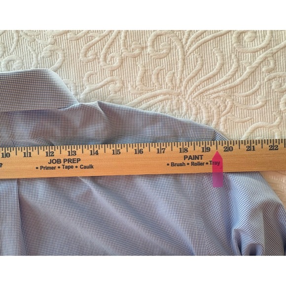 Brooks Brothers Mens Slim Fit Light Blue Gingham Dress Shirt 17 33 Supima Cotton - Picture 6 of 6